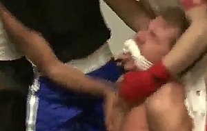 Muscle-head gang fucked at a boxing gym
