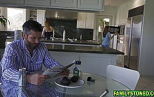 Hannah Grace and Madi Collins lets stepdad enjoy licking their twats