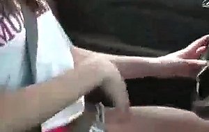 Teen strips in a car