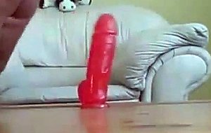 Bootylicious wife rides table mounted vibrator