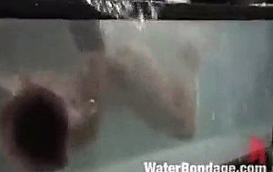 Hot redhead gets sprayed, dunked and vibed
