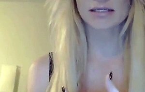 Hot blonde tranny playing with her huge dick
