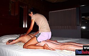 Petite amateur slut Ying sucking big white cock after hot body massage