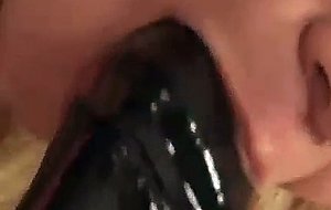 Teen takes big black vibrator in her ass instead of fucking a muscle dude, what a shame.