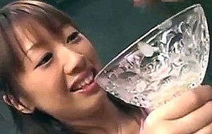 Momo iizawa drinks the bukkake trophy! 