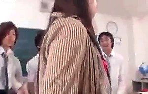 Asian school teacher gets gangbanged in her class room
