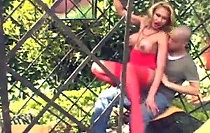 Tranny in red fucking guy ass