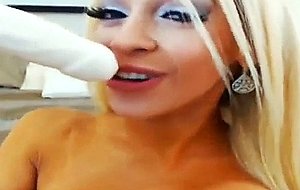 Awesome vibrator ride from a busty blonde babe