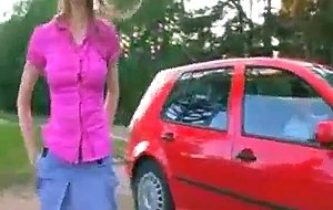Sex with my busty schoolmate in the car