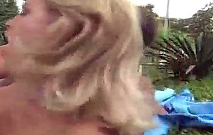 Blonde ladyboy outdoor fucking