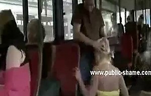 Blonde tied fucked in public transport