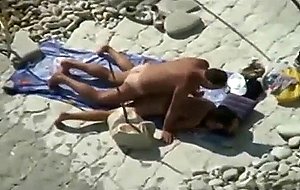Horny mature couple at the beach
