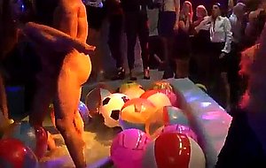 Nasty party chicks fucking in club orgy