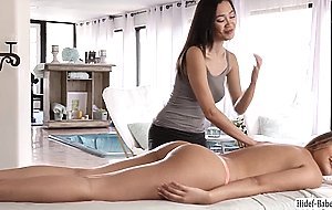 Sexy masseuse Giselle Blanco licks gorgeous client Madi Laine pussy