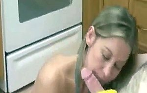 Petite milf leeanna sucking dick in the kitchen