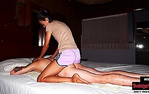 Tiny amateur Thai teen gives customer a body massage with happy end