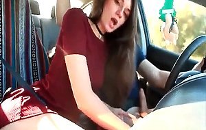 GF sucking cock in driving car