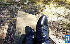 Cum on Boots in Public Park