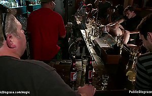 Blonde humiliated and fucked in bar