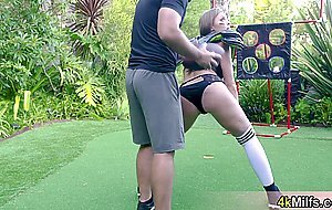 Football training for MILF ends on her coachs big cock