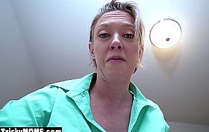 Mature flashes her big tits and freshly shaved pussy to son