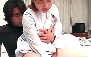 Turned on asian nurse gets slutty with big cock at work
