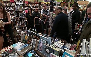 Ebony anal fucked in public book store
