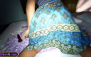 Perfect ass Asian trans teen ladyboy bareback anal stuffing in a sex chair