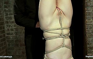 Redhead whipped in inverted suspension