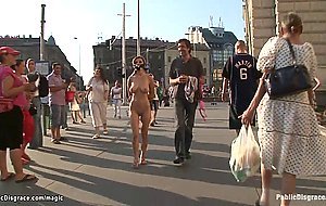 Big tits Romanian humiliated in public