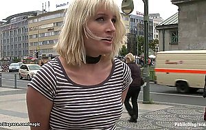 Pierced pussy blonde fucked in public