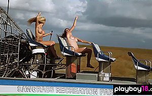 Naked badass babe Taylor Seinturier and her GFS visiting a gator farm