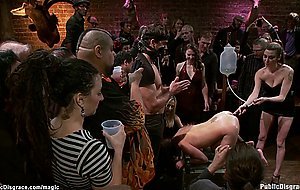 Cute slave dp fucked in crowded place