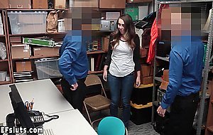 Big boobed teen thief Lexi Lowel had to fuck two big cocked cops