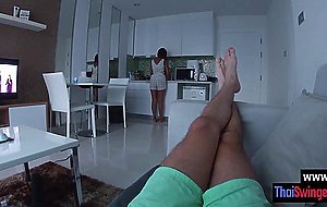 Amateur Asian girlfriend sucking my big hard dick after she cleaned dishes