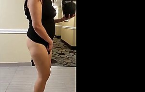 Asian MILF Naked in Hotel Hallway