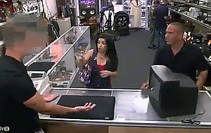 Cuban chick goes wild in pawn shop