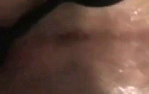 Anal beads and artificial cum inserted in asshole