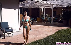 Outdoor fuck sesh with two sexy hot milfs in bikinis