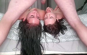 Using not 1 but 2 whores mouths as my personal cock pocket while they both lay upside down