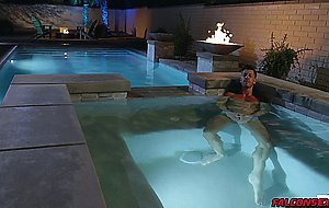 Jordan Starr and Luca del Rey tremendous poolside sex