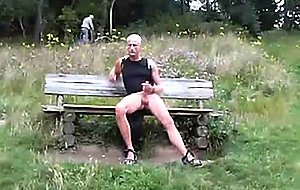 Exhibtionist caught wanking in the woods