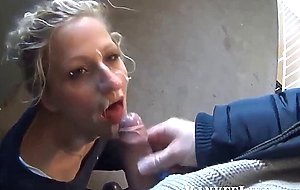 Nasty girl need to walk in public with face full of cum