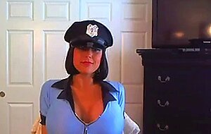 Busty Lady Cop Toys On Cam