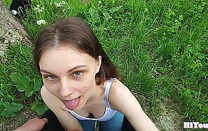 Hiyouth, sexy stepsister teases with her boobs outdoor