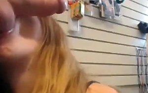 Amber deepthroating me in my shop