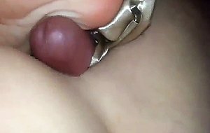 Husband lick cum off his wifes feet