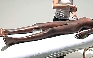 Erotic ebony goddess gets a massage