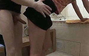 Hot college chick bathroom deep throat and fuck from behind