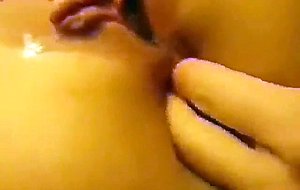 Wet pussy lips close up